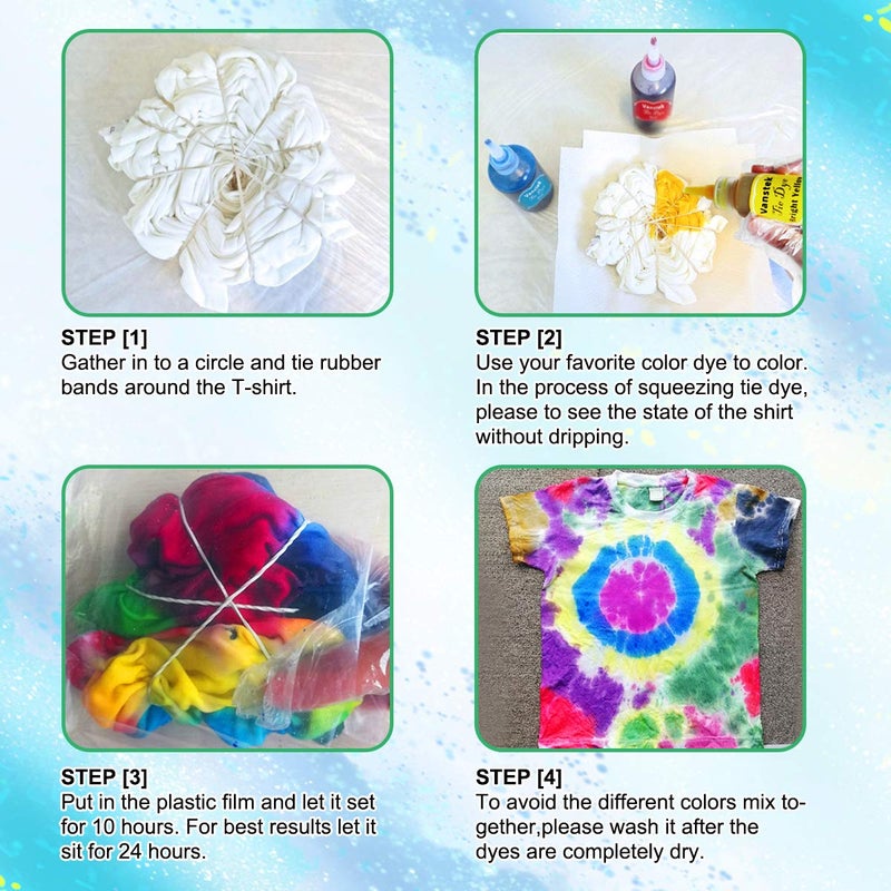 Vanstek 30 Colors Tie Dye Kit, Tie Dye Shirt Fabric Dye for Women, Kids, Men, with Rubber Bands, Gloves, Plastic Film and Table Covers for Family Friends Groups Party Supplies - Image 3